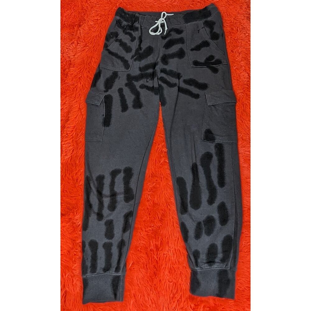 No Boundaries Juniors Black Tie Dye French Terry Cargo Jogger Pants L 11/13